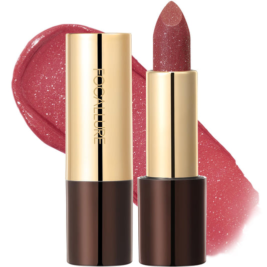 FOCALLURE lipstick front view showing gleaming ONE BITE finish and color payoff