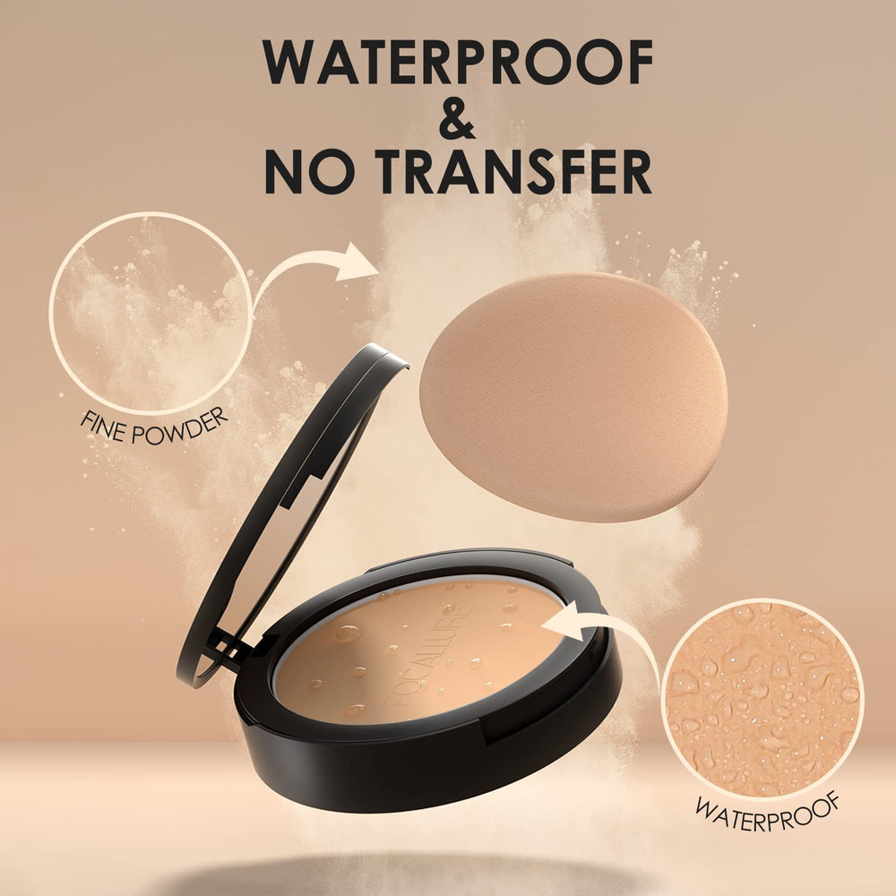 FOCALLURE powder applied with brush demonstrating even application and matte result