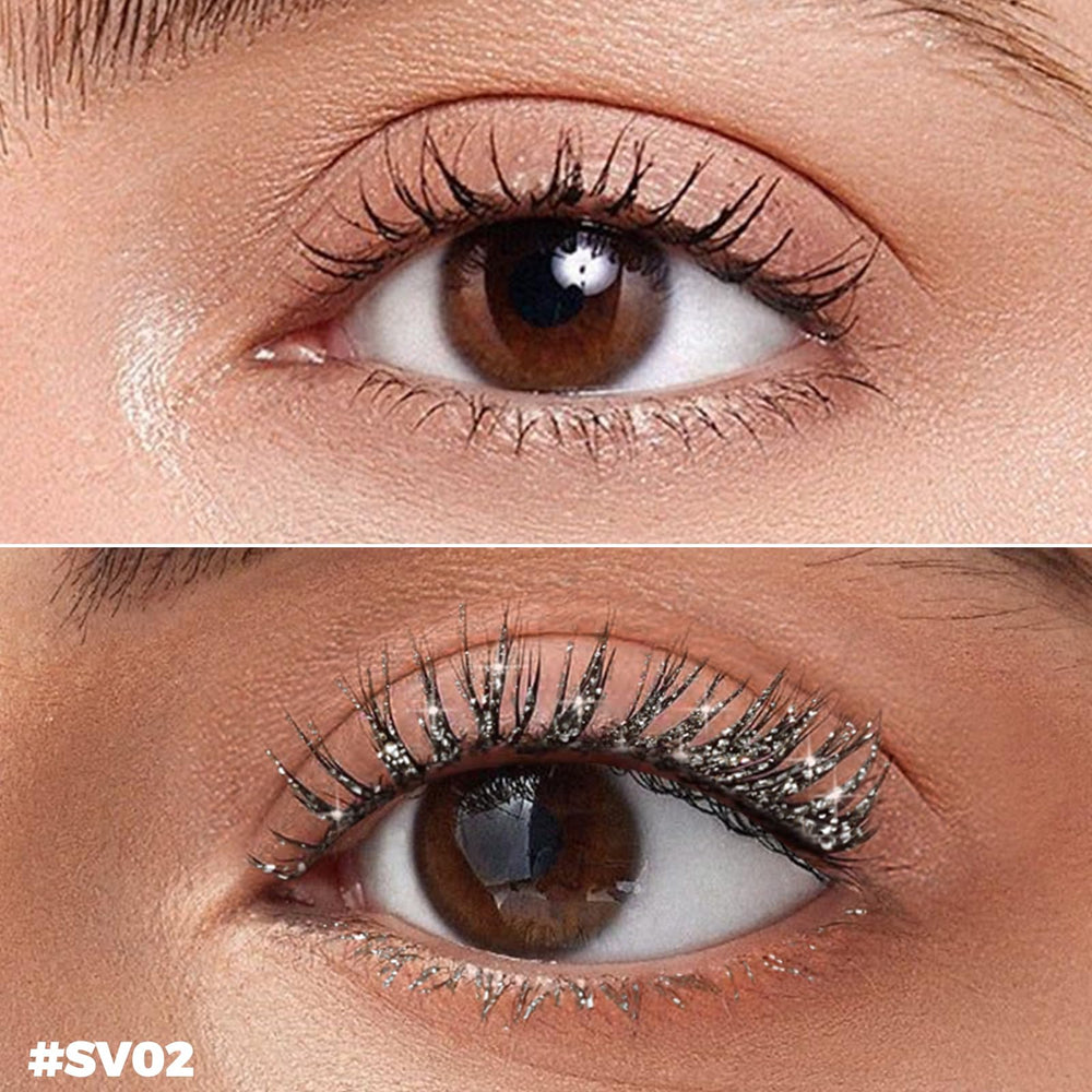 FOCALLURE on lashes in use demonstrating silver topper adding catchlight and dimension