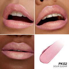 FOCALLURE open lipstick bullet close-up showing creamy shimmer texture and smooth application