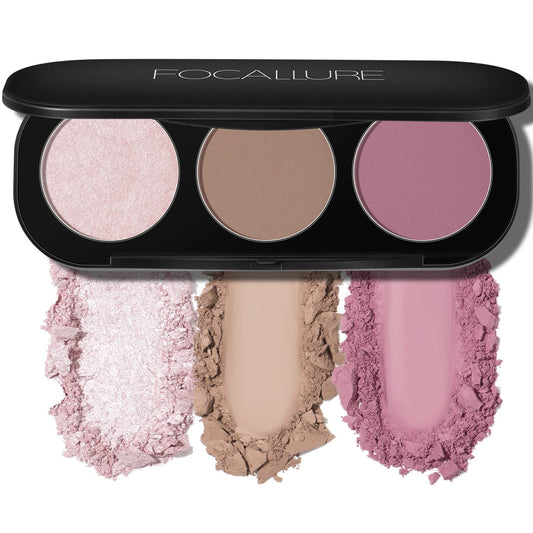 FOCALLURE palette front packaging showing trio layout and compact benefit