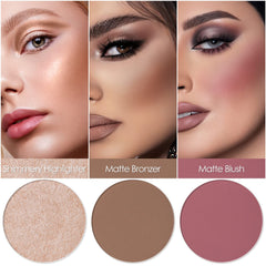 FOCALLURE close-up of powder pans showing smooth texture for seamless blending