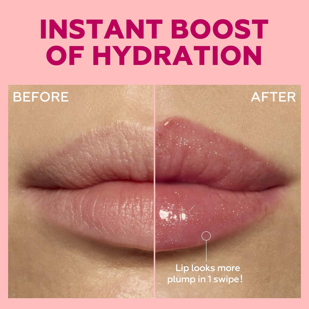 FOCALLURE texture swiped on skin showing high-shine, hydrating gloss benefit