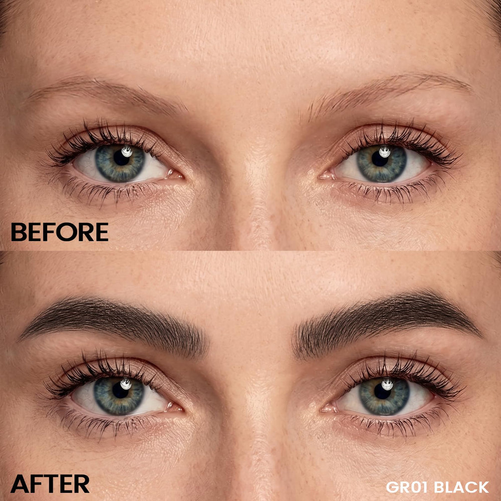 FOCALLURE drawn hairlike strokes on skin showing realistic, feathered brow effect