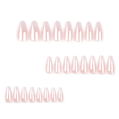 Foccna close-up of almond-shaped glossy tips highlighting smooth finish and salon-style appearance