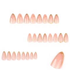Foccna close-up of gold line detail on nail, elegant accent for polished looks