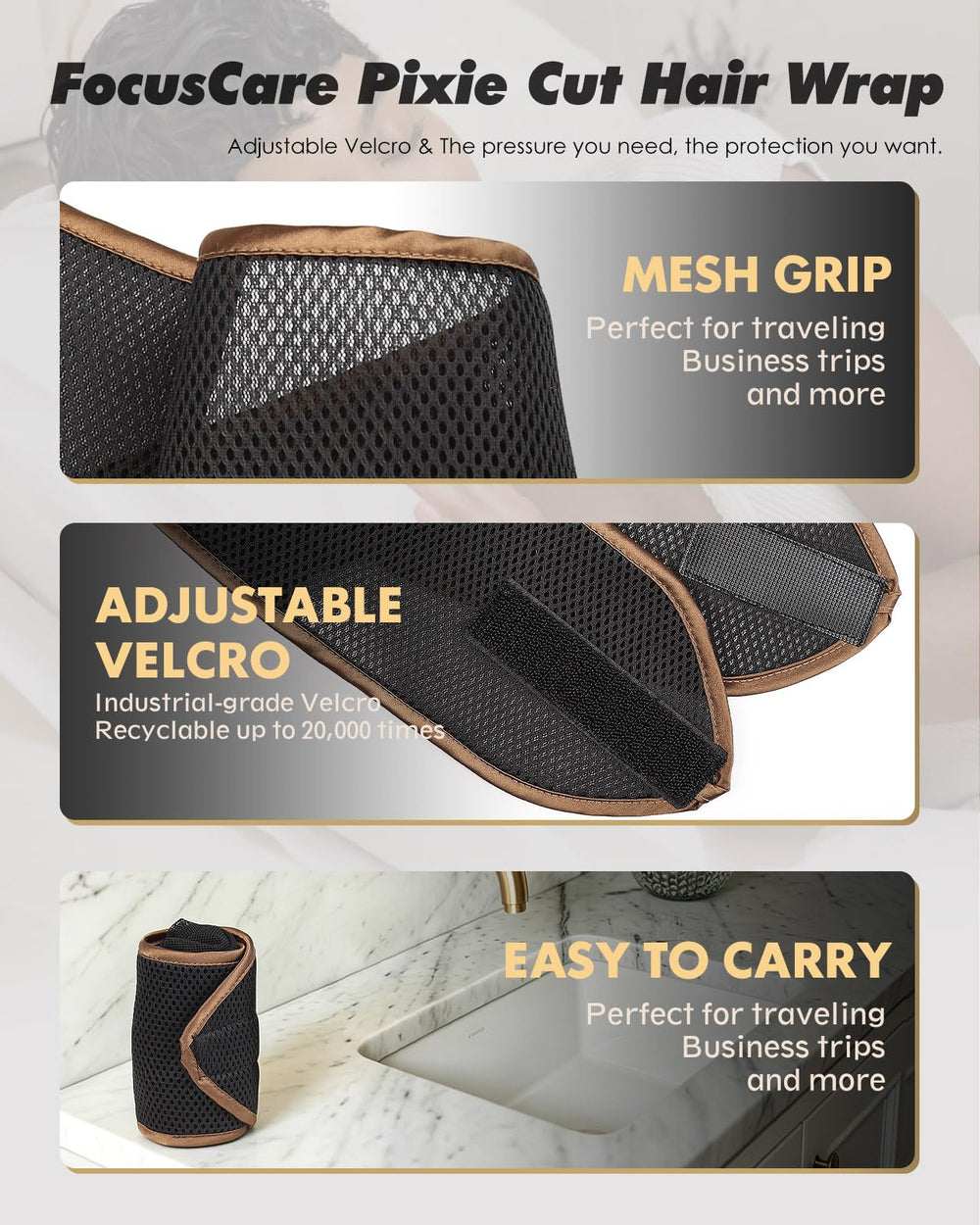 FocusCare folded beside ruler to show compact size and easy travel storage