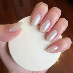 Fokostar side-by-side before and after nail demonstrating dramatic shimmer