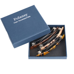 Folansy barrette clipped in hair side twist, holds hair comfortably and stylishly