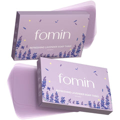 FOMIN front packaging showing compact 200-sheet travel soap pack and convenience