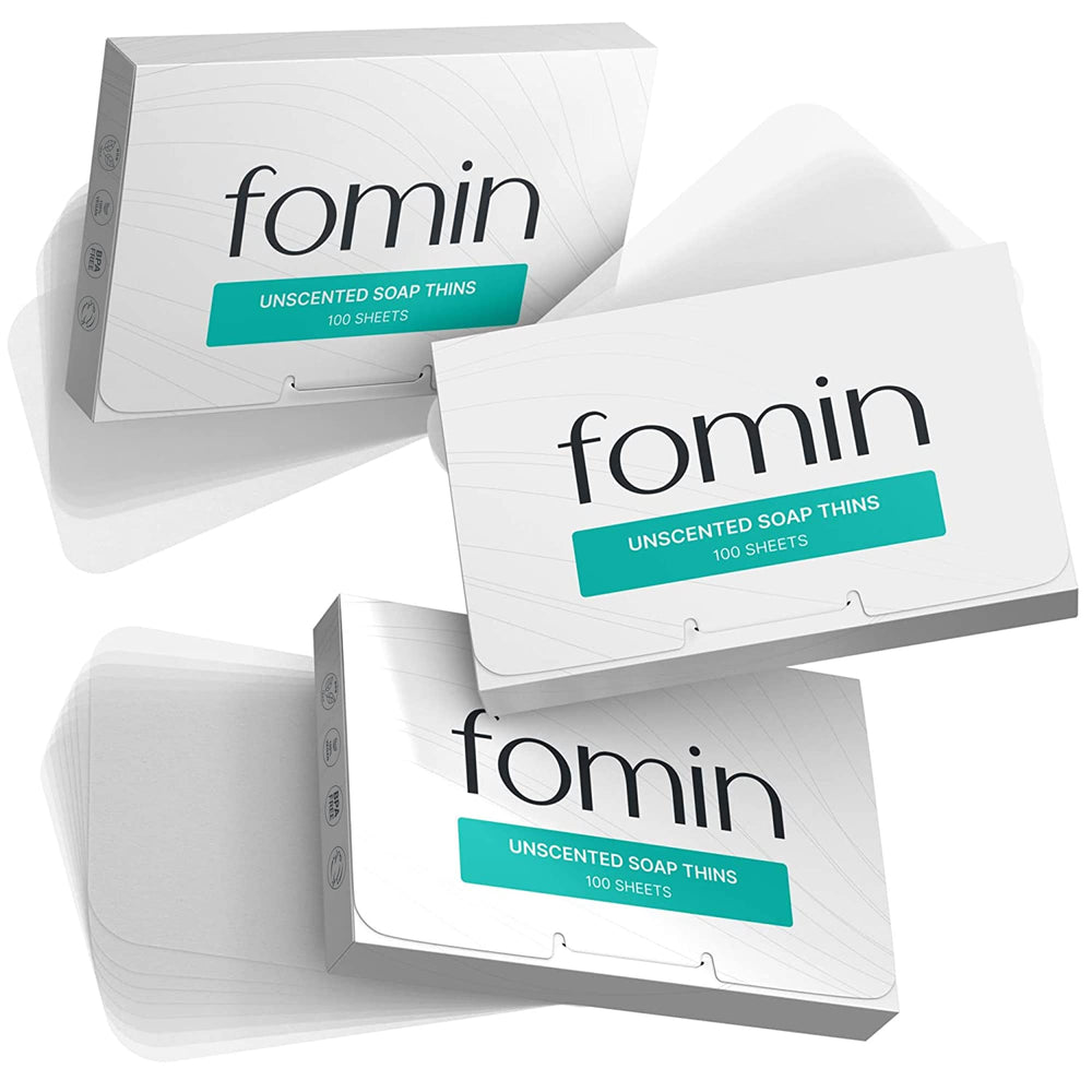 FOMIN front packaging showing compact travel soap benefits