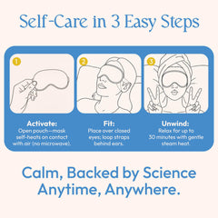 FOMIN mask in use on woman relaxing to reduce eye strain