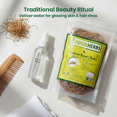 Foodherbs vetiver roots tied and hanging in shower to release soothing scent