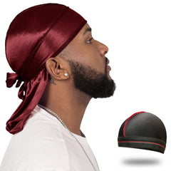 ForceWave durag front view showing neat fit and burgundy sheen for smooth waves