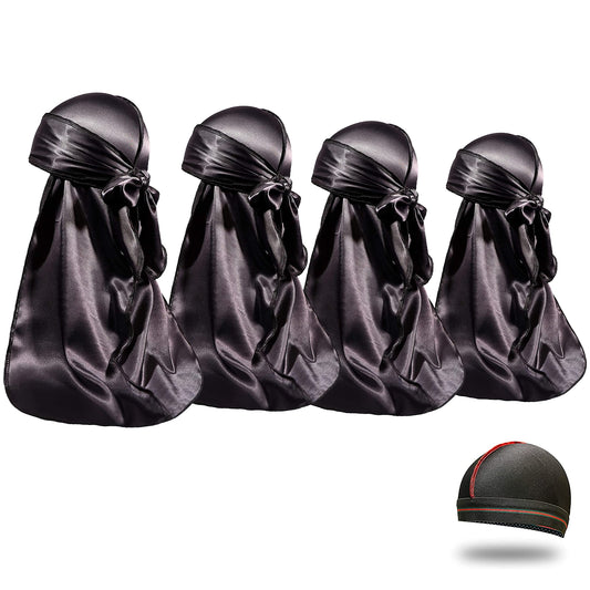 ForceWave front packaging showing four black durags and wave cap, protects hair