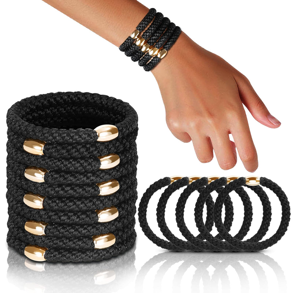 forenee front packaging showing ten black braided hair ties and benefits