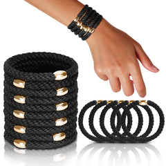 forenee front packaging showing ten black braided hair ties and benefits