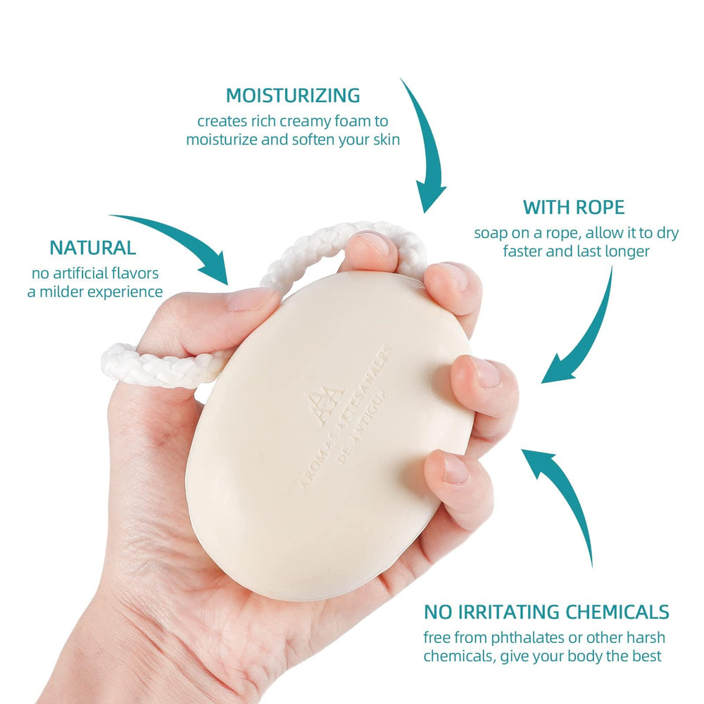 foreverLily soap hanging in shower demonstrating slip-free, space-saving benefit