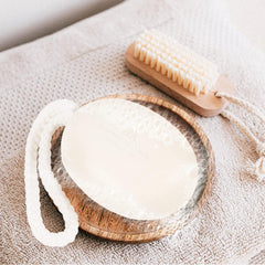 foreverLily soap in hand showing 7 ounce size and travel-friendly durability