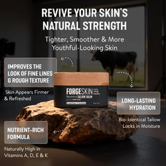 Forge Skin applied to cheek showing hydrated skin and smoother appearance