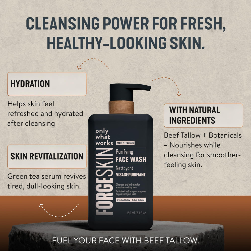 Forge Skin foaming on hand demonstrating gentle cleansing action