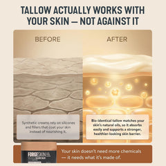 Forge Skin ingredient display highlighting natural components for gentle care benefit