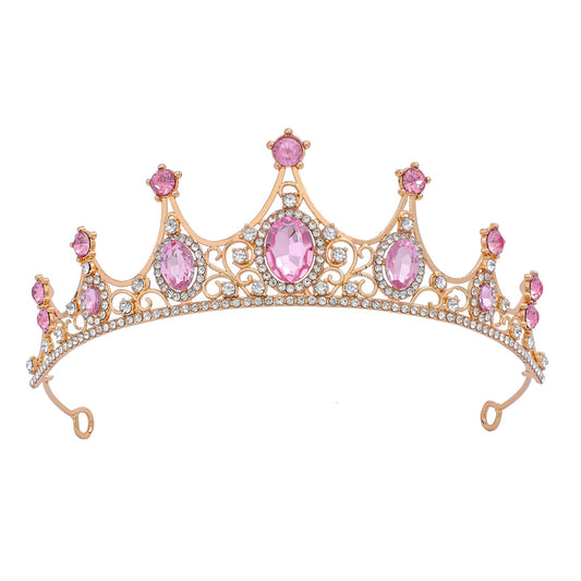 FORSEVEN gold tiara front view showing regal shape and balanced height
