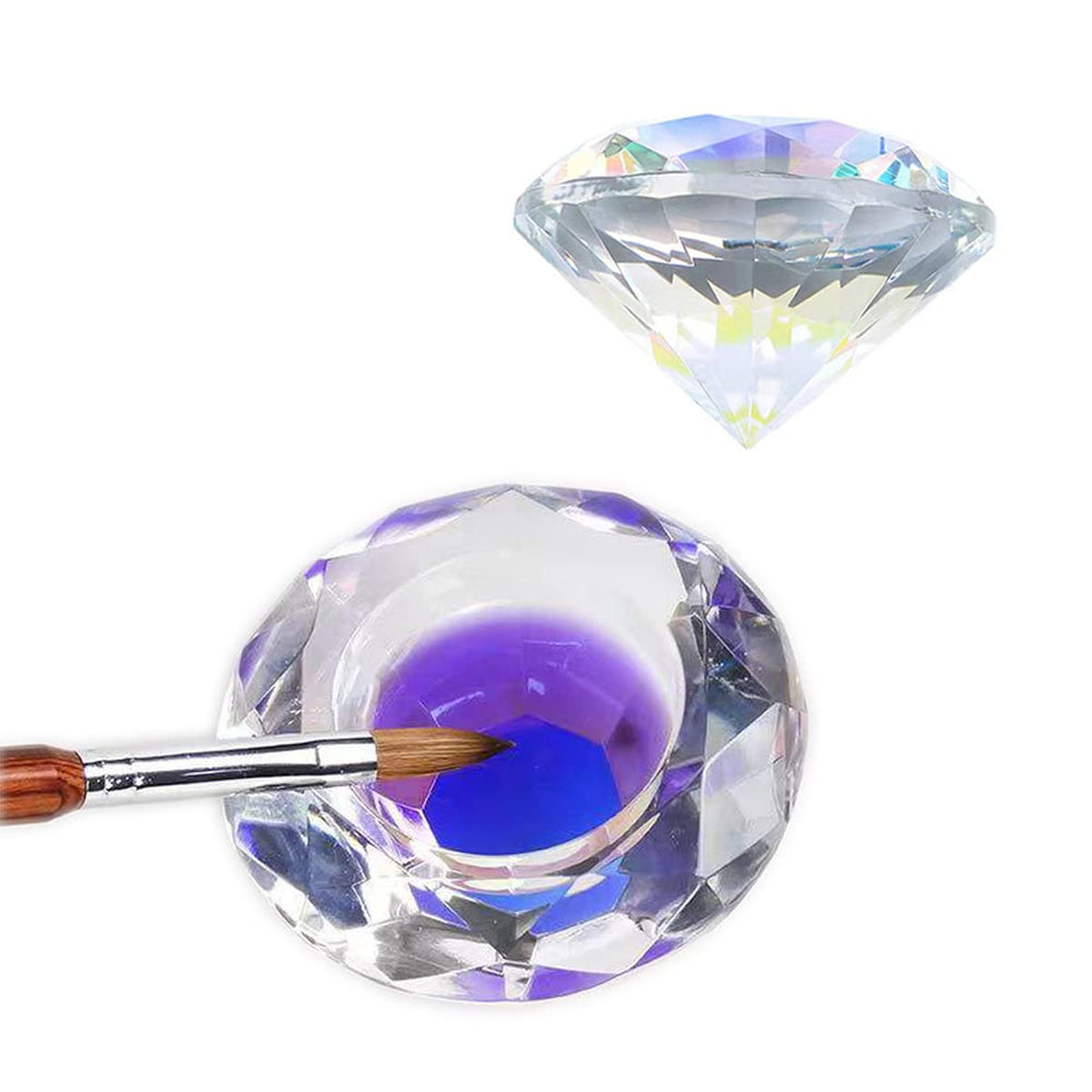 ForSewian front view crystal dappen dish showing clear glass and lid, reduces spills