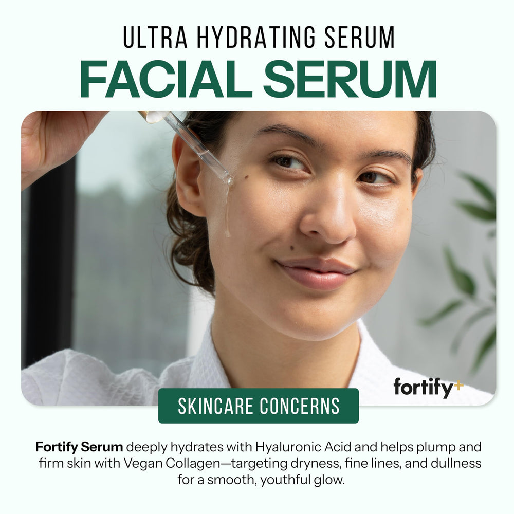 Fortify Skincare close-up of serum texture demonstrating lightweight hydration