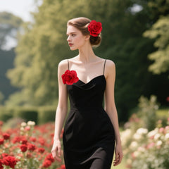 Fosrisix rose used as brooch on jacket lapel benefit: elevates coat or bag instantly