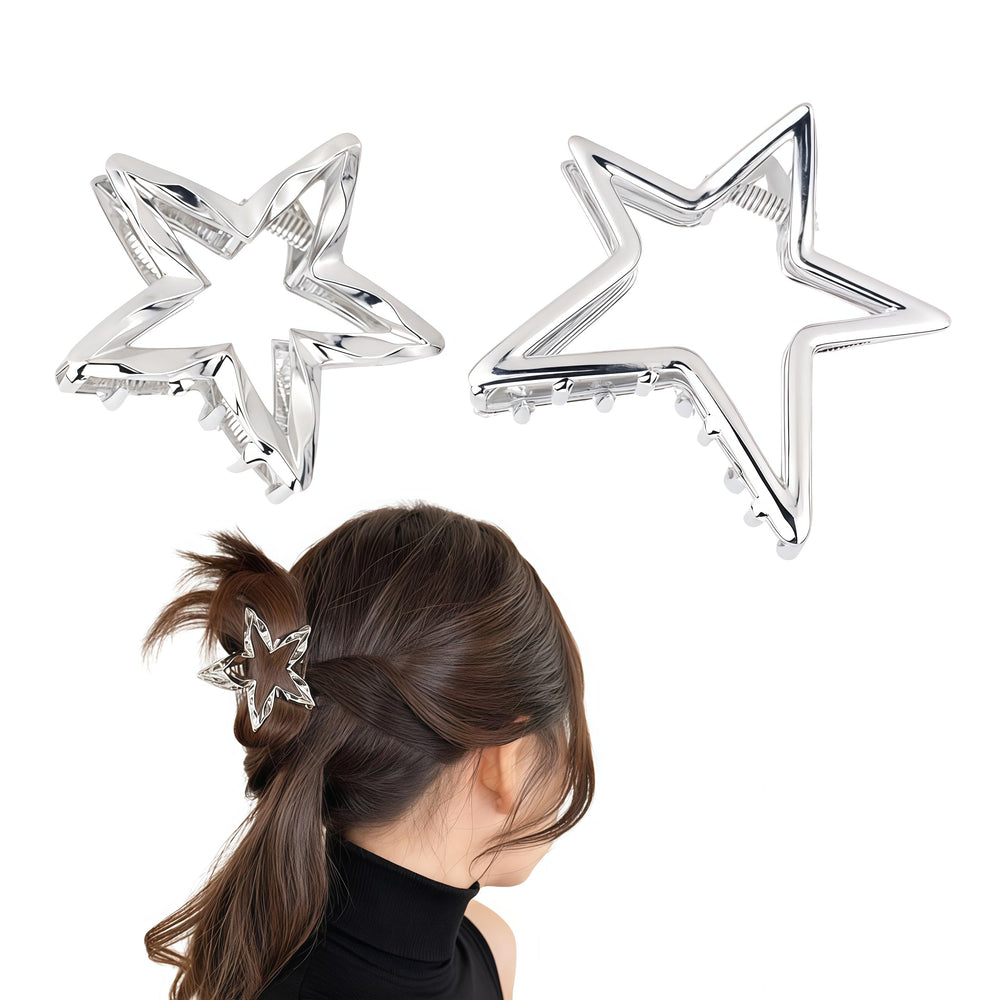 Fosrisix front view silver star clip showing polished finish and stylish accent
