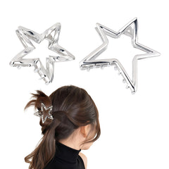 Fosrisix front view silver star clip showing polished finish and stylish accent