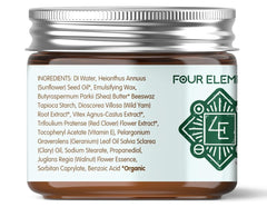 Four Elements 4E jar on bathroom shelf in lifestyle shot showing daily wellness routine