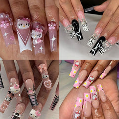 Foweso close-up of 3D cat charms showcasing smooth texture and vibrant colors for playful nails