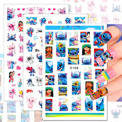 Foweso stickers applied on painted fingernails demonstrating finished cute manicure