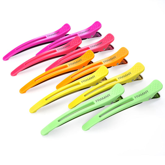 FRAMAR front packaging showing ten neon clips and professional branding benefit