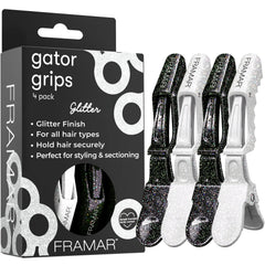 FRAMAR glitter alligator clip front view showing secure grip and fashion detail
