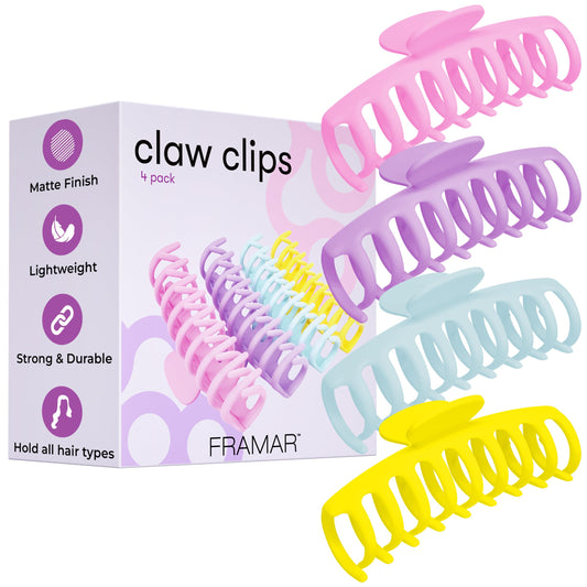 FRAMAR front view of large pastel claw clip showing sleek matte finish and secure hold