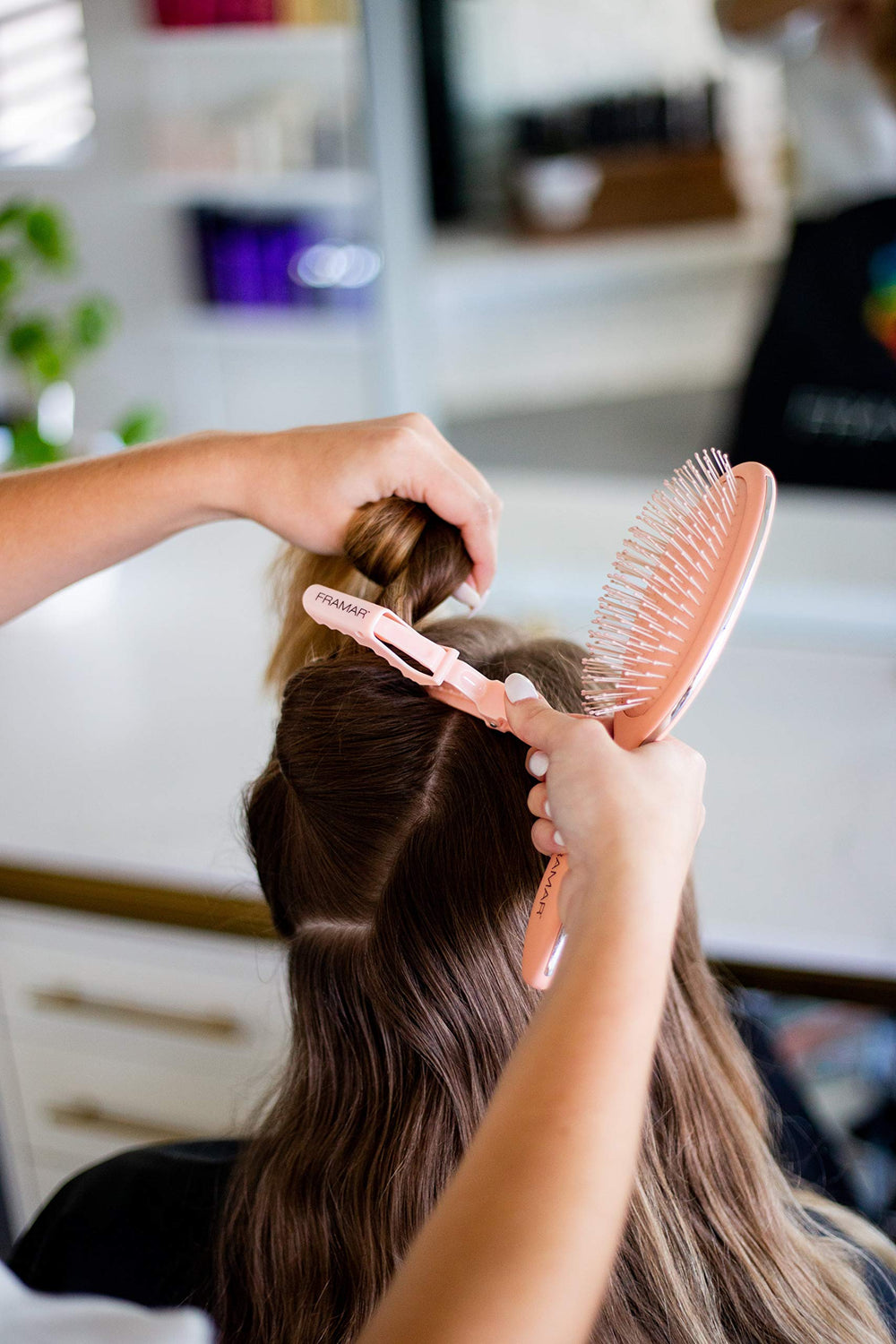 FRAMAR clips on bathroom counter for convenient everyday use