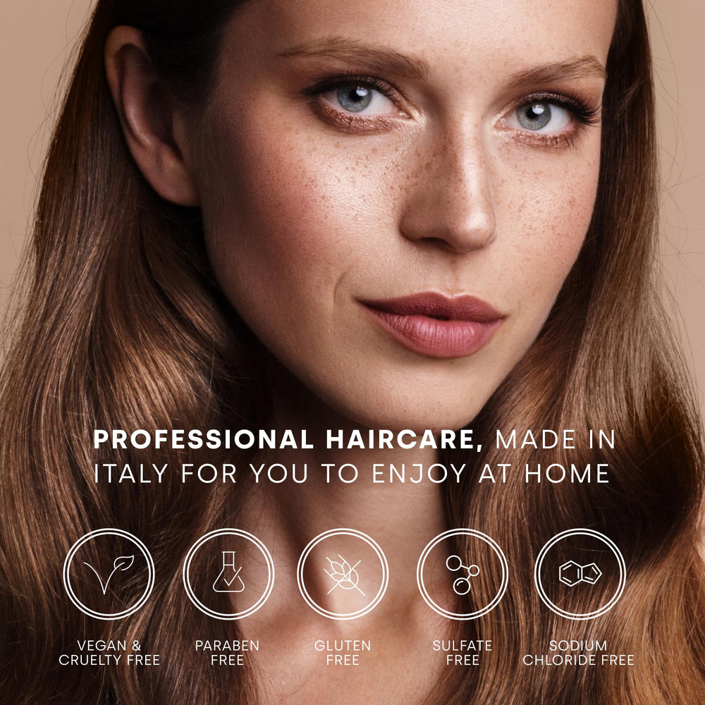 Framesi after rinse shiny hair portrait illustrating glossy, smooth results and color vibrancy