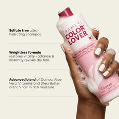 Framesi shampoo lather on wet hair demonstrating gentle cleansing benefit
