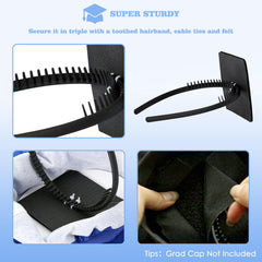 Franimo top view of headband attached to mortarboard showing stability benefit