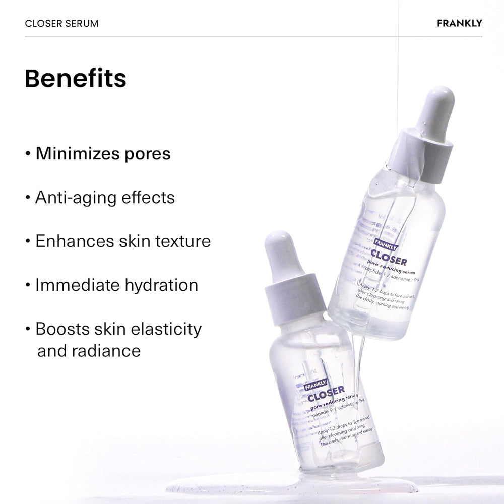 FRANKLY Closer Serum applied on hand demonstrating silky, non-greasy finish