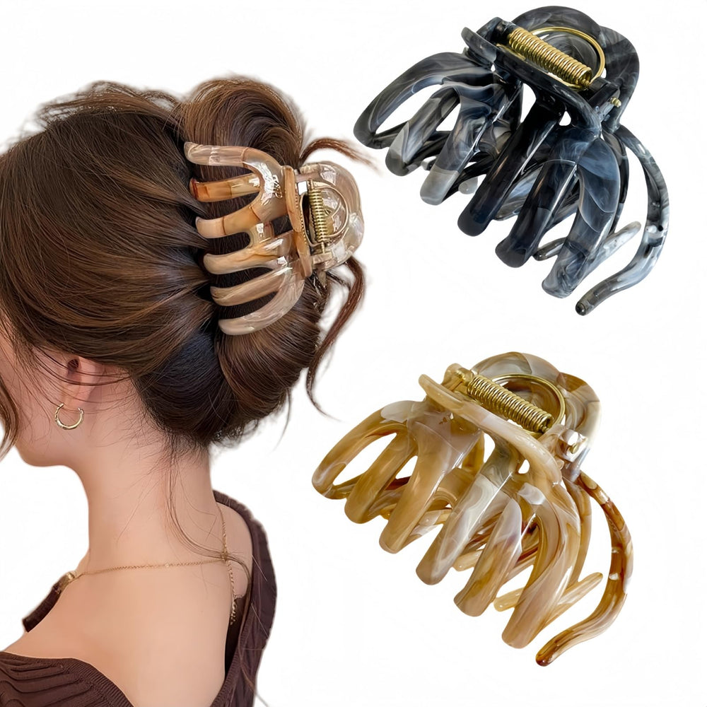 FRDTLUTHW front view of jumbo tortoise shell clip shows design and reliable hold