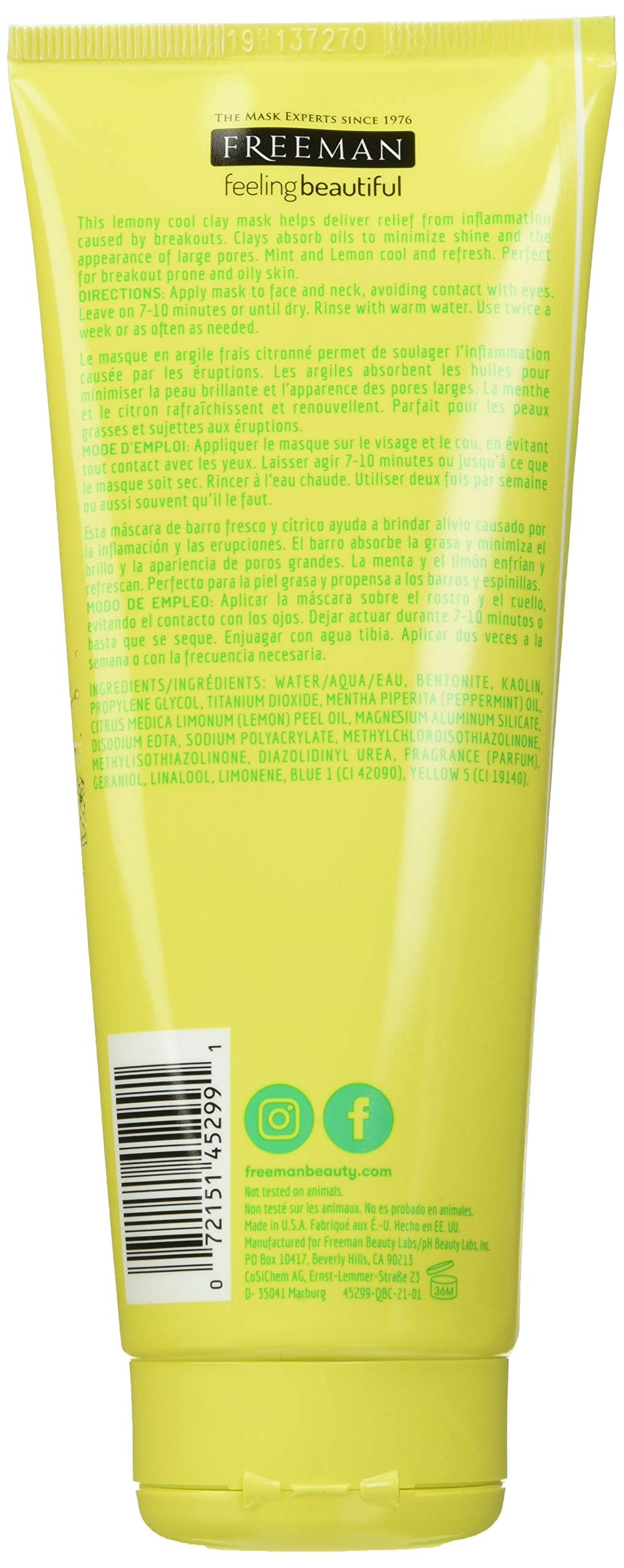 Freeman mask creamy-green texture closeup highlighting absorbent clay benefit