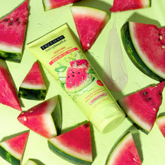 Freeman mask applied pre and post showing calmer, hydrated-looking skin