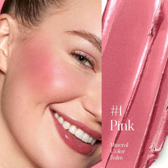 FREEORR buffing the pink balm on cheeks for natural radiant color and subtle glow