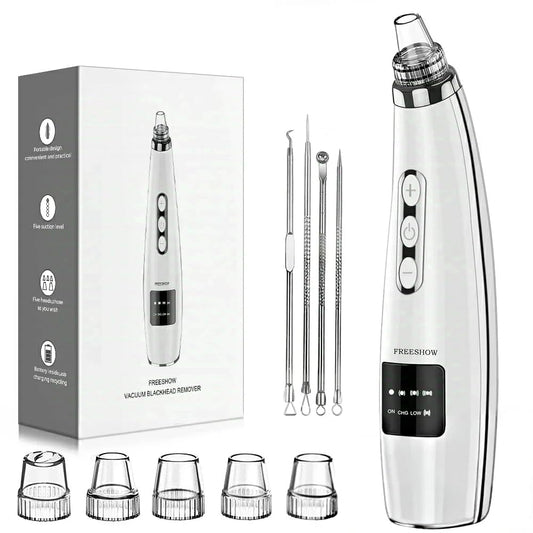 FREESHOW front view of pore vacuum showing compact design and USB port, easy travel pack