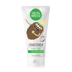 Fresh Monster front tube showing coconut-scented kids conditioner and fun monster art for appeal