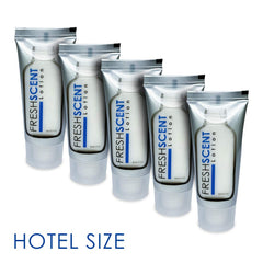 Freshscent lotion close-up of tube surface highlighting smooth texture for comfort